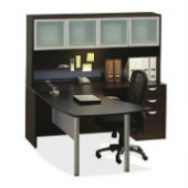 Black cubicles set up in a office.